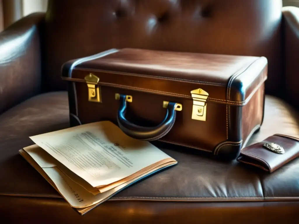 Un abatido maletín sobre una antigua butaca de cuero