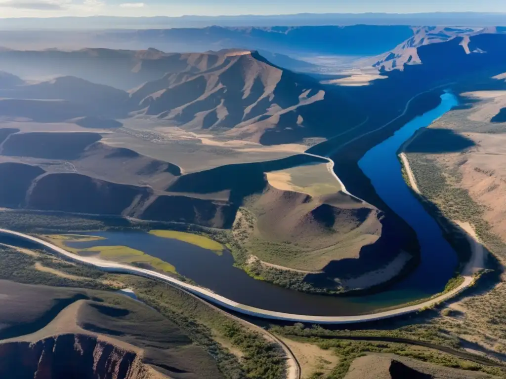 Desde lo alto, el Río Grande serpentea entre terrenos áridos