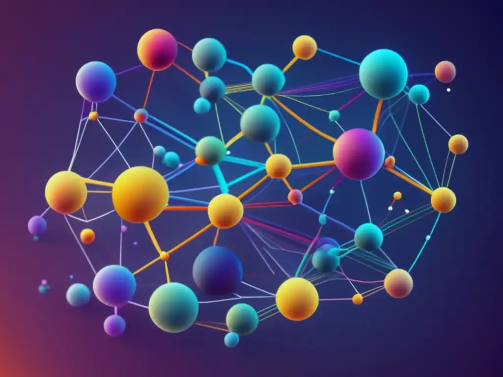 Una asombrosa imagen en 8k muestra un diagrama de red complejo con colores vibrantes