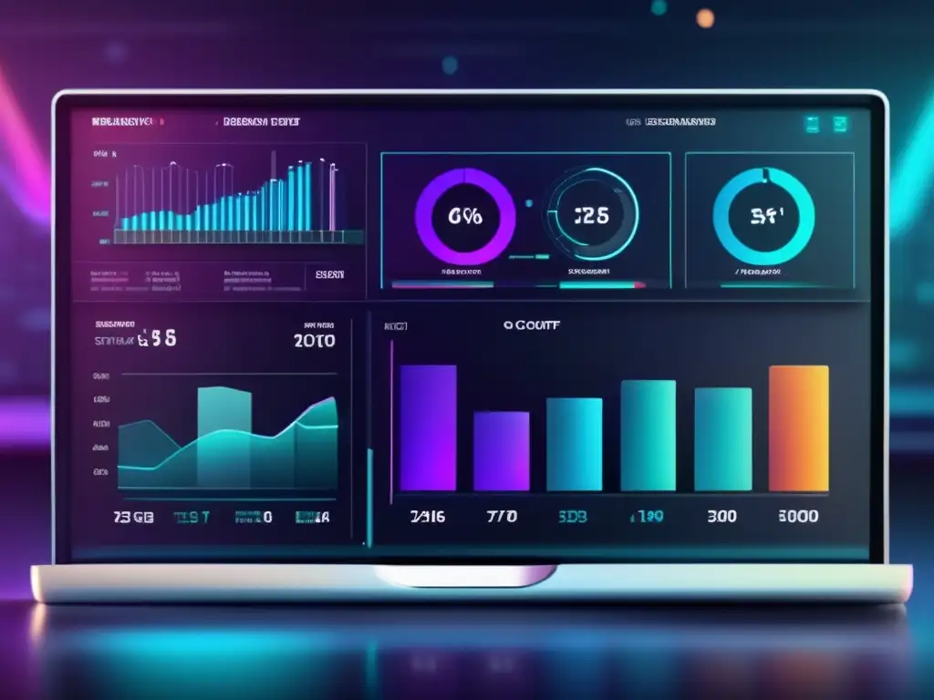 Un asombroso panel de visualización de datos futurista en 8k detalla herramientas análisis datos estadísticos avanzados