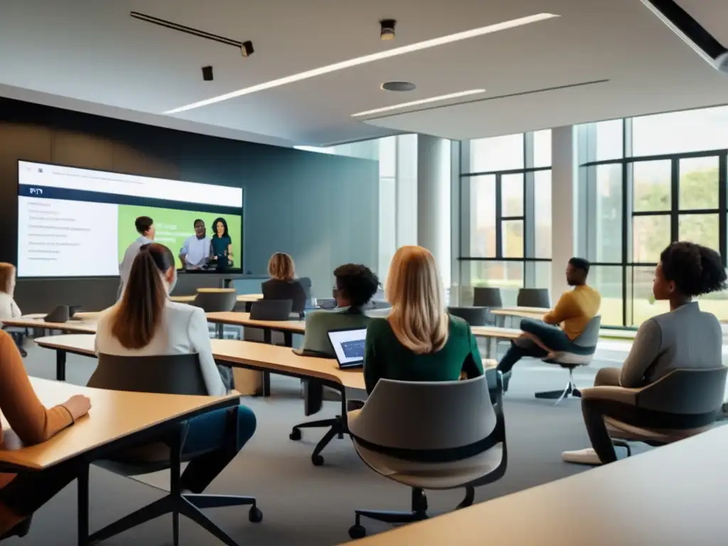 Un aula moderna y espaciosa con tecnología avanzada