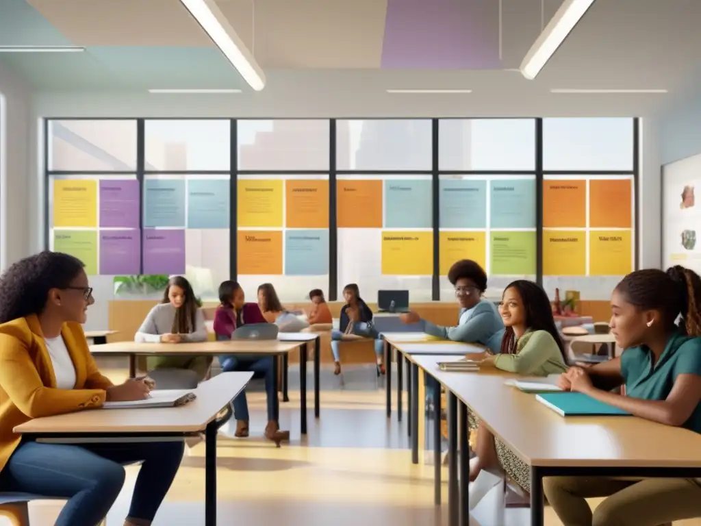 Un aula moderna y luminosa, llena de energía y diversidad