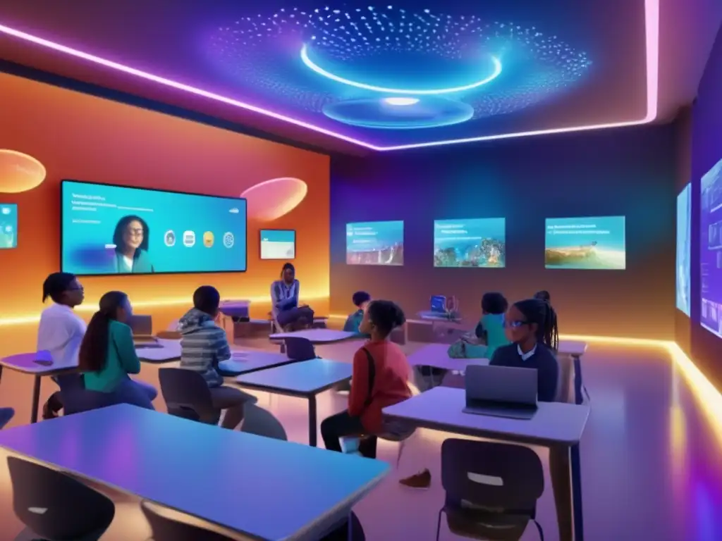 Un aula vibrante y futurista muestra la Realidad Aumentada en educación