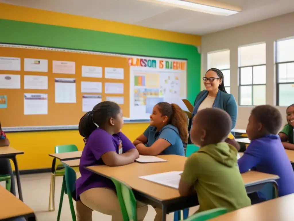 Un aula vibrante y inclusiva donde la importancia del tutor en educación inclusiva se refleja en cada rincón