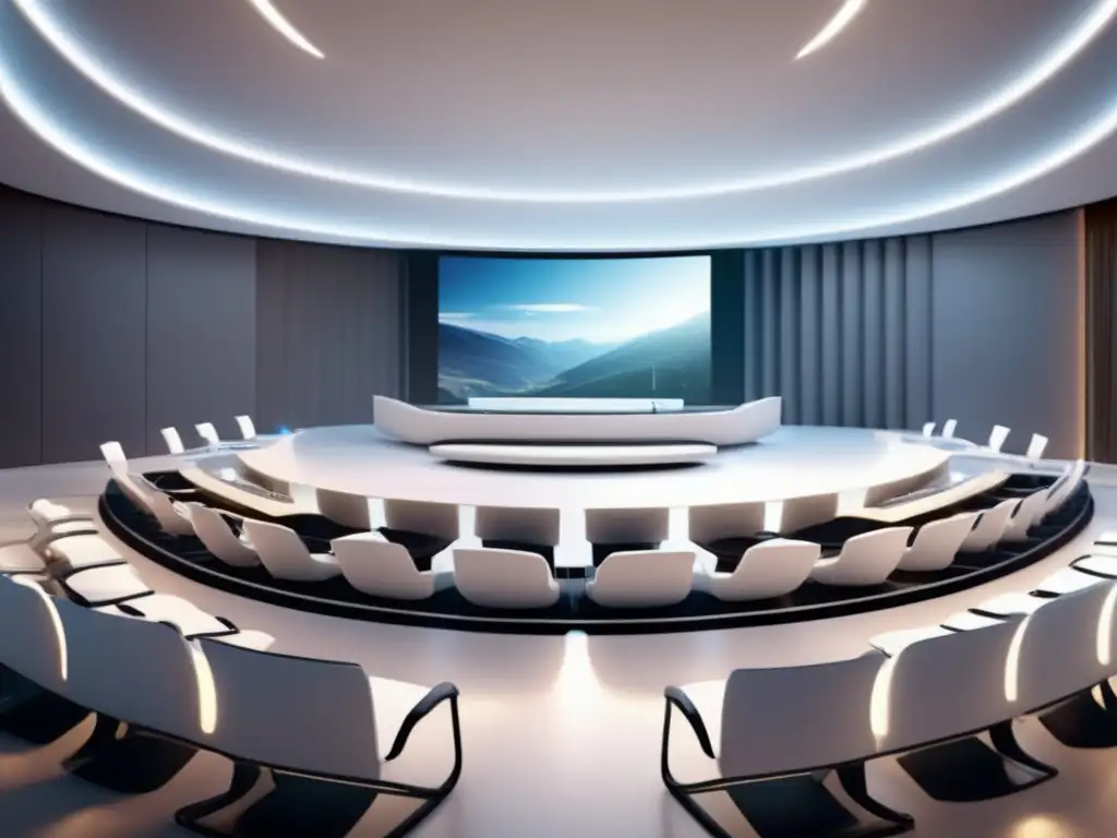 Un aula virtual futurista y moderna con un salón de conferencias espacioso