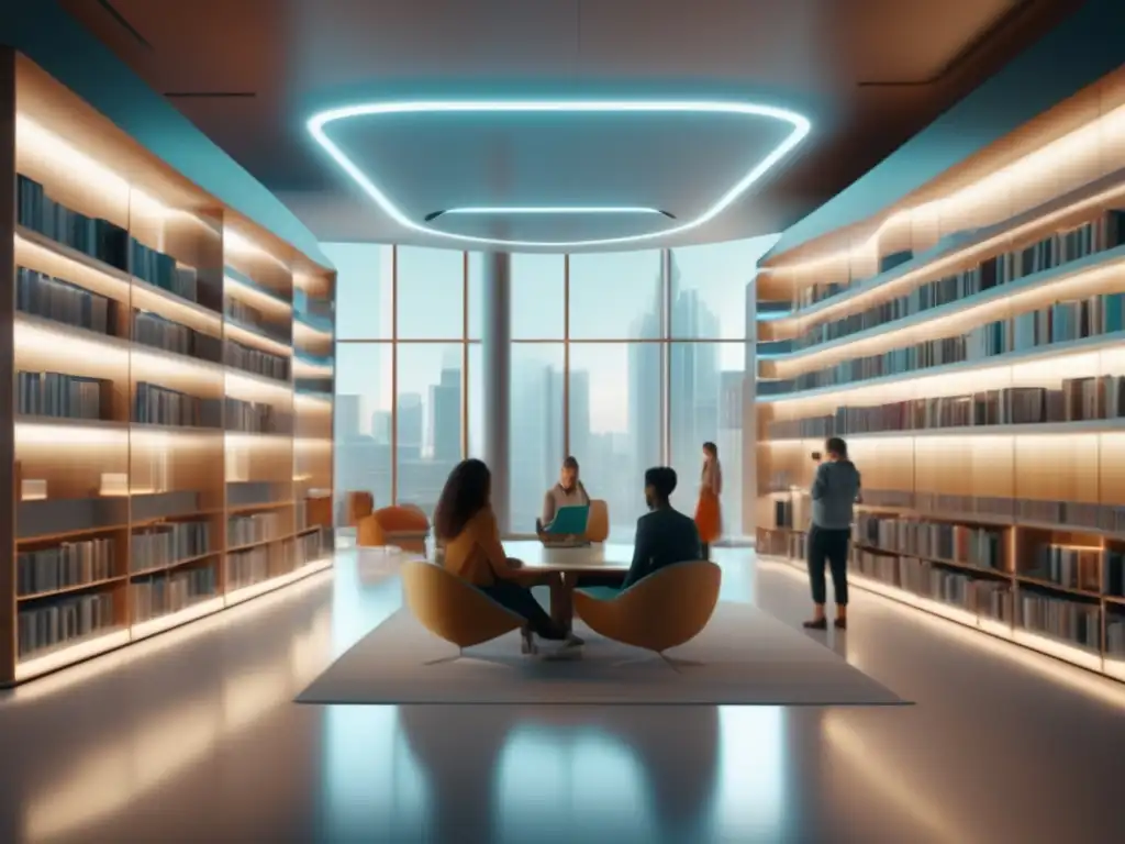 Una biblioteca moderna con un toque futurista