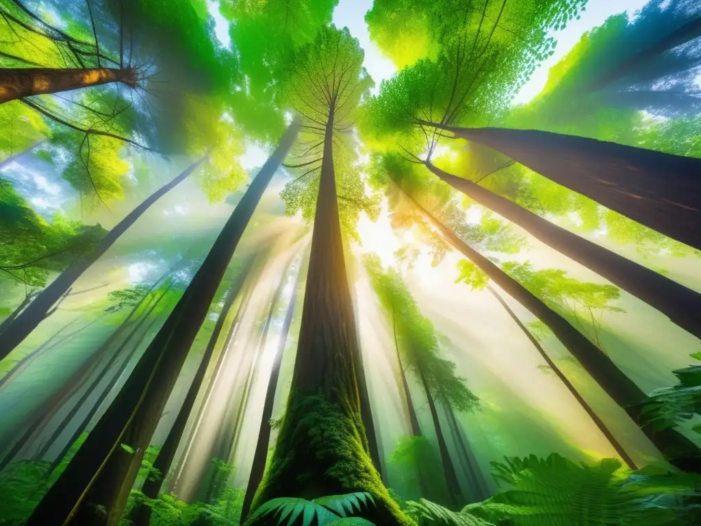 Un bosque exuberante y vibrante bañado en luz dorada