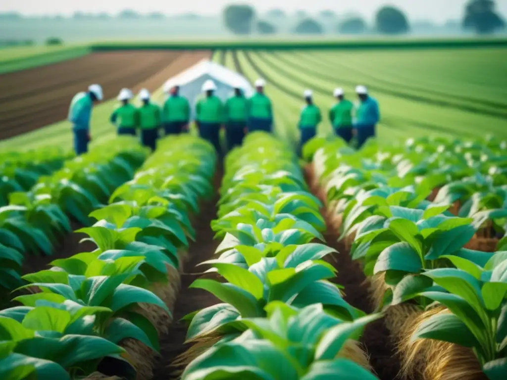 Un campo verde exuberante se extiende hasta donde alcanza la vista, mostrando los beneficios de la química orgánica en la agricultura