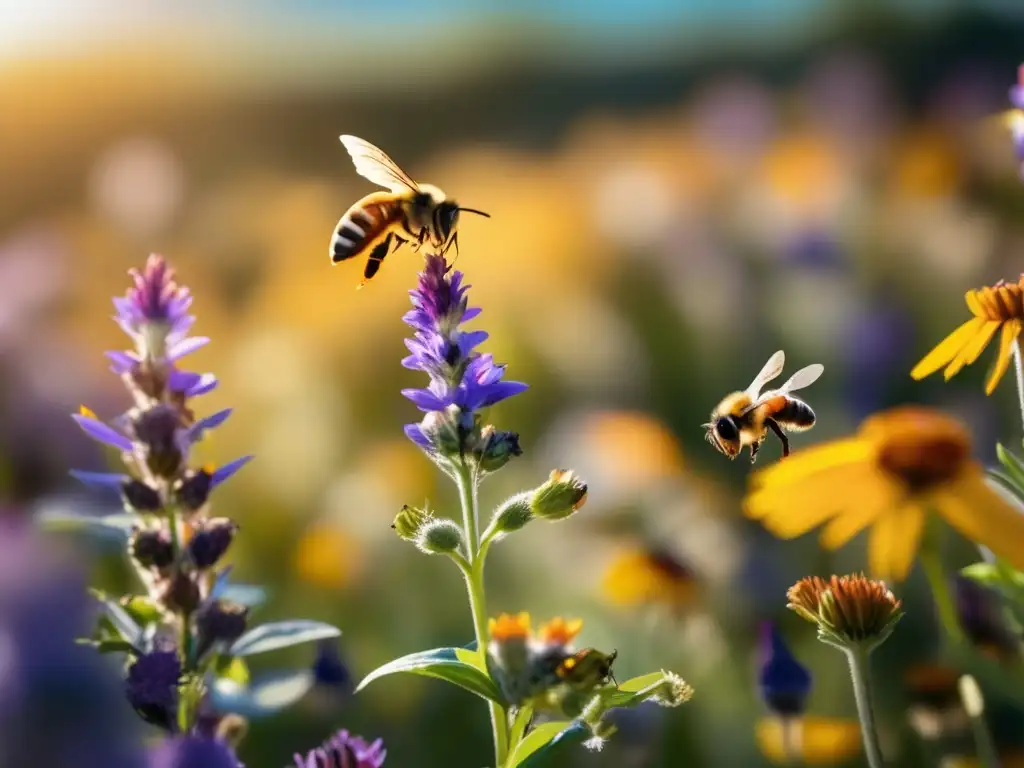 Un campo vibrante y floreciente, lleno de flores coloridas