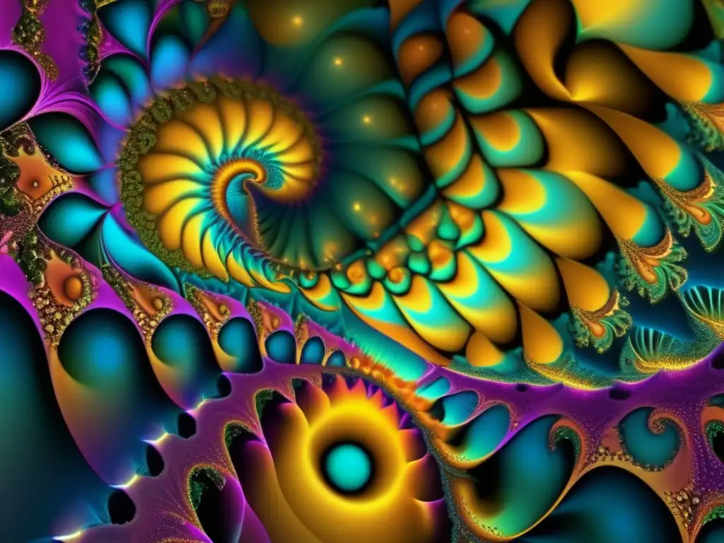 Un cautivador patrón fractal multicolor y detallado, capturando la complejidad infinita de los patrones matemáticos fractales