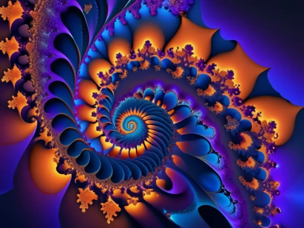 Un cautivador y detallado fractal de Mandelbrot en 8k, revelando la complejidad y belleza de la geometría fractal