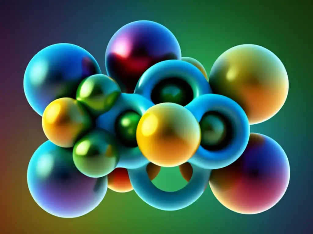 Una cautivadora imagen de una estructura molecular tridimensional con colores vibrantes y detalles intrincados