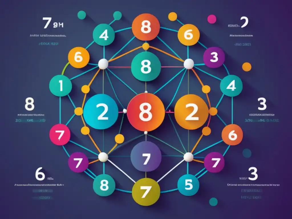 Una cautivadora imagen en 8k que muestra un vibrante diagrama matemático con infinitas combinaciones y permutaciones