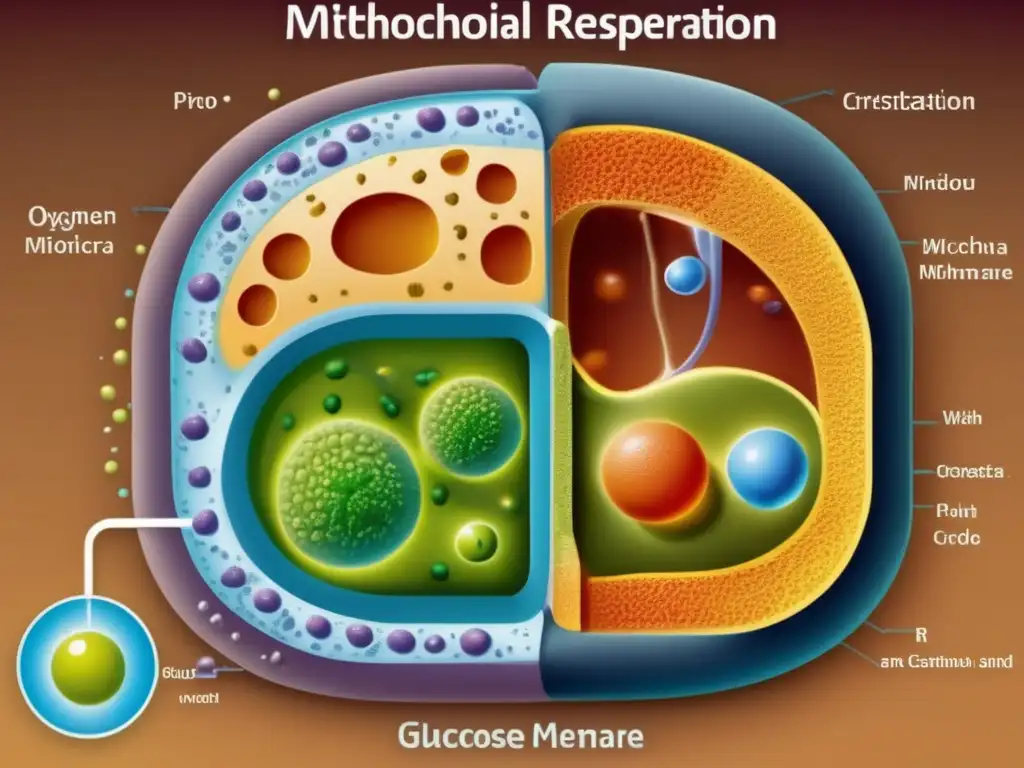 Una representación visualmente cautivadora del proceso de fotosíntesis y respiración celular en una célula vegetal