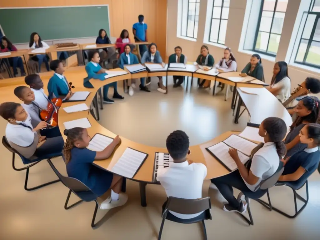 En el centro de la imagen, estudiantes de altas capacidades participan en diversas actividades educativas, fomentando la inclusión