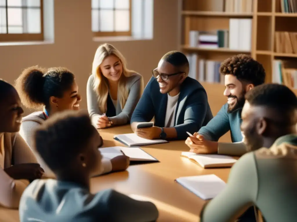 Un círculo de estudiantes diversos se reúne en tutorías especializadas inclusivas