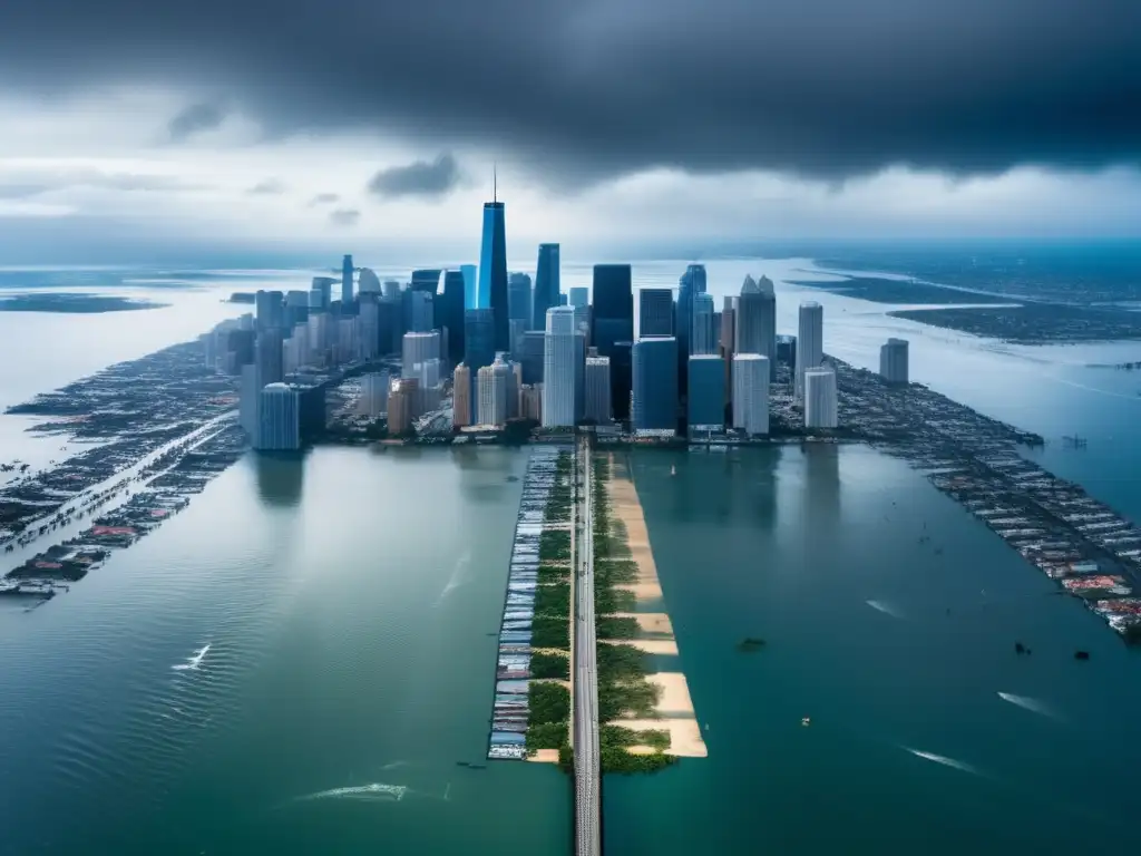 Una ciudad costera parcialmente sumergida en aguas crecientes muestra los efectos del cambio climático