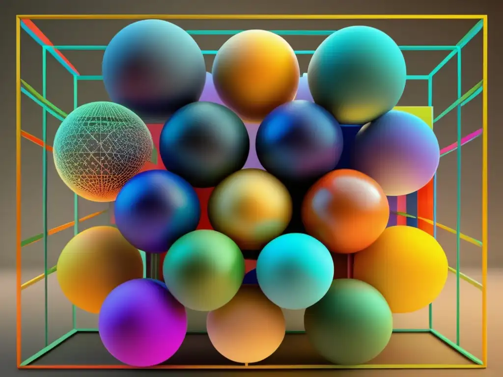 Una composición geométrica abstracta y vibrante que muestra una jerarquía de conjuntos numéricos especializados