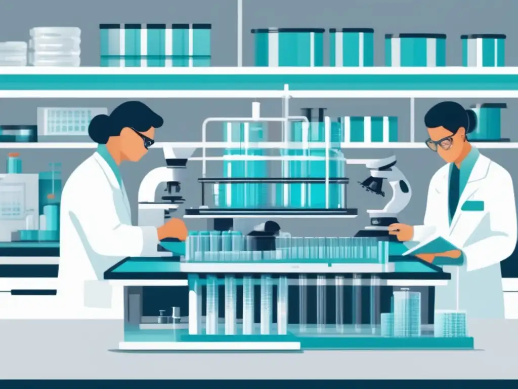 Un ilustración detallada de técnicas de clonación molecular avanzada en un laboratorio