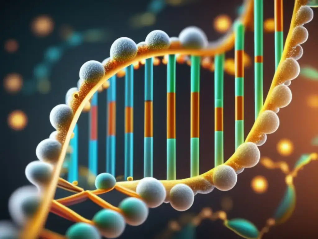 Un detallado imagen 8k muestra el proceso de transcripción inversa en virología, con la conversión de ARN a ADN a nivel molecular