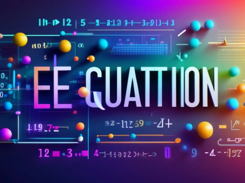 Una ecuación matemática compleja, escrita en vibrantes colores en un fondo futurista