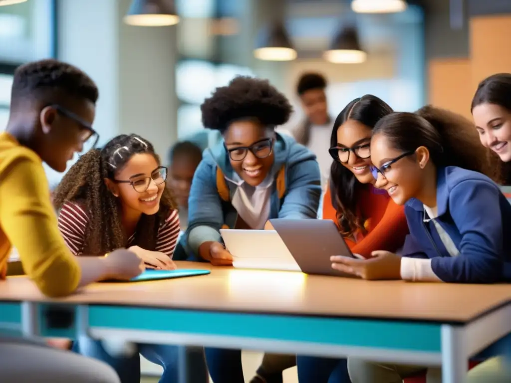 Un emocionante y colorido encuentro donde estudiantes diversos participan activamente en un aprendizaje motivacional