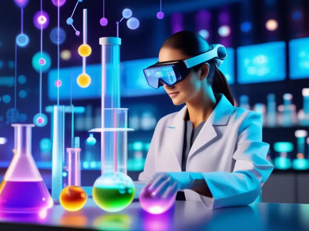 Un emocionante laboratorio de química moderno, donde la realidad aumentada y la seguridad se fusionan