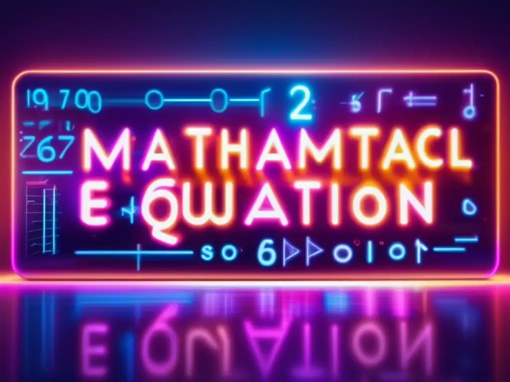 Un enigmático cálculo integral avanzado se despliega en una pizarra de cristal traslúcido, iluminado por vibrantes luces de neón