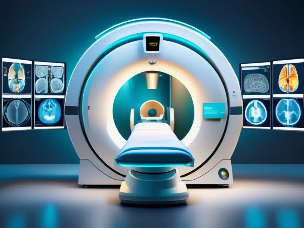 Un equipo de resonancia magnética médica en pleno funcionamiento, ilustrando la aplicación práctica de la Física Moderna en medicina