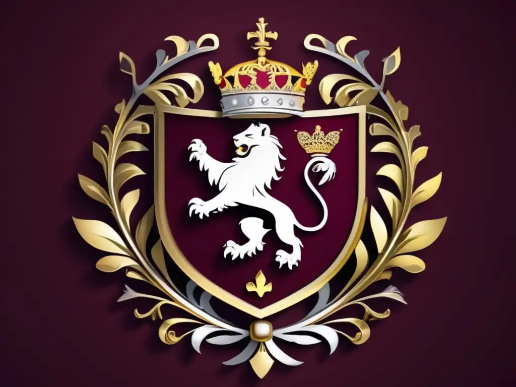 El escudo de la familia Medici, con filigranas doradas y plateadas sobre un fondo borgoña