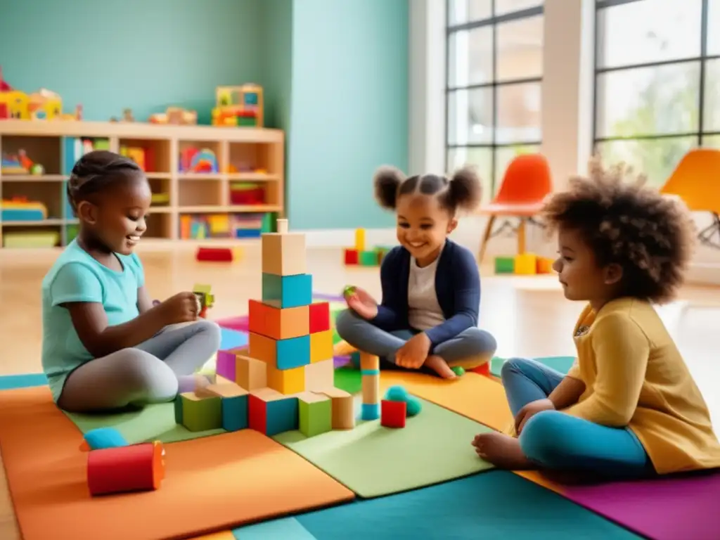 Un espacio lleno de color y luz natural donde niños disfrutan de actividades estimulantes