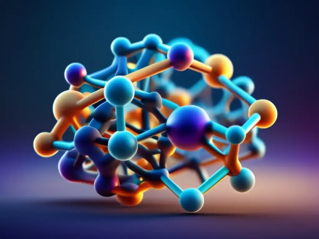 Una estructura molecular vibrante y moderna, compuesta por distintos tipos de proteínas