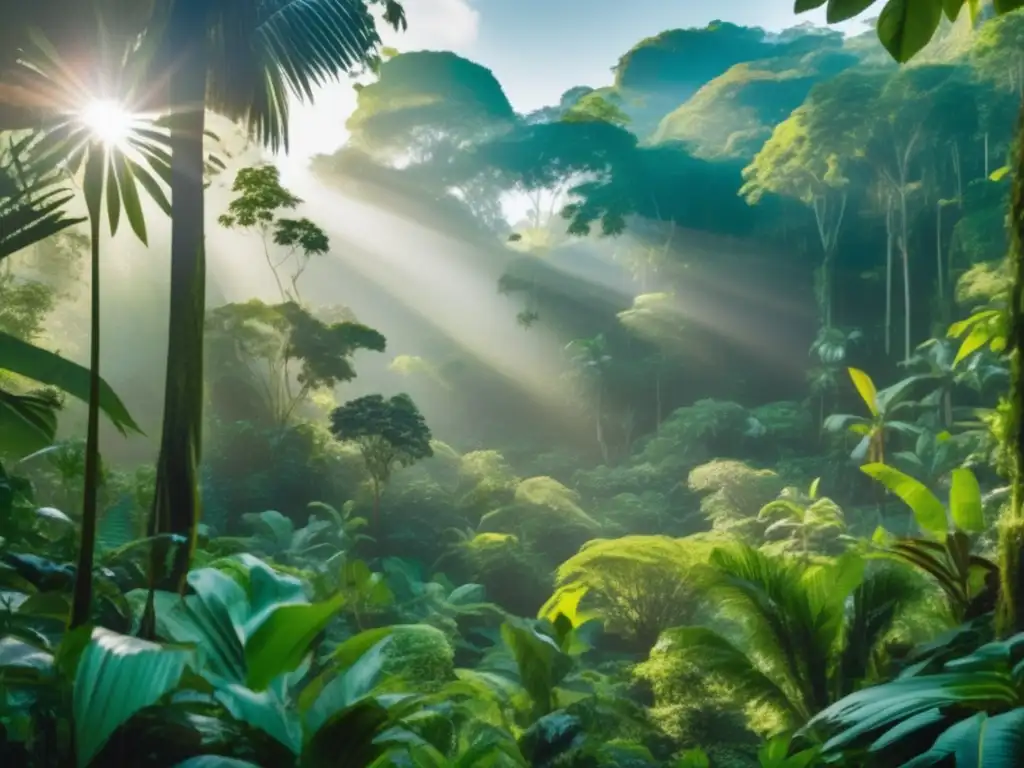 Un fascinante bosque tropical diverso en 8k, con exuberante vegetación verde que cubre cada rincón