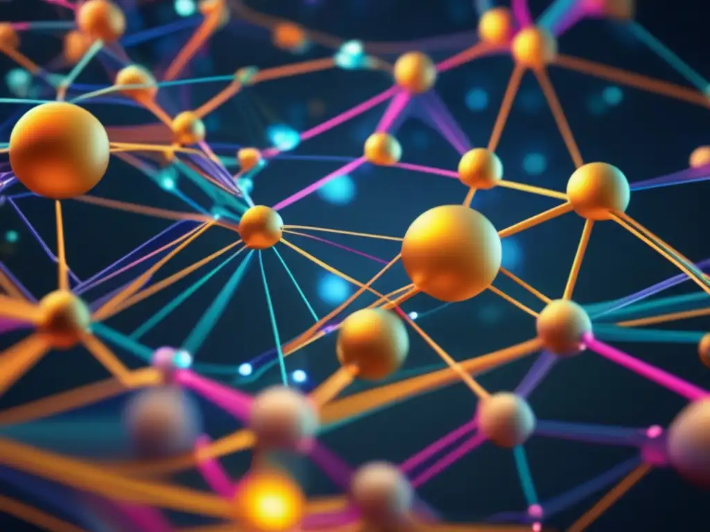 Un fascinante y detallado mapa en 8k muestra una red vibrante de nodos interconectados, como una estructura topológica compleja