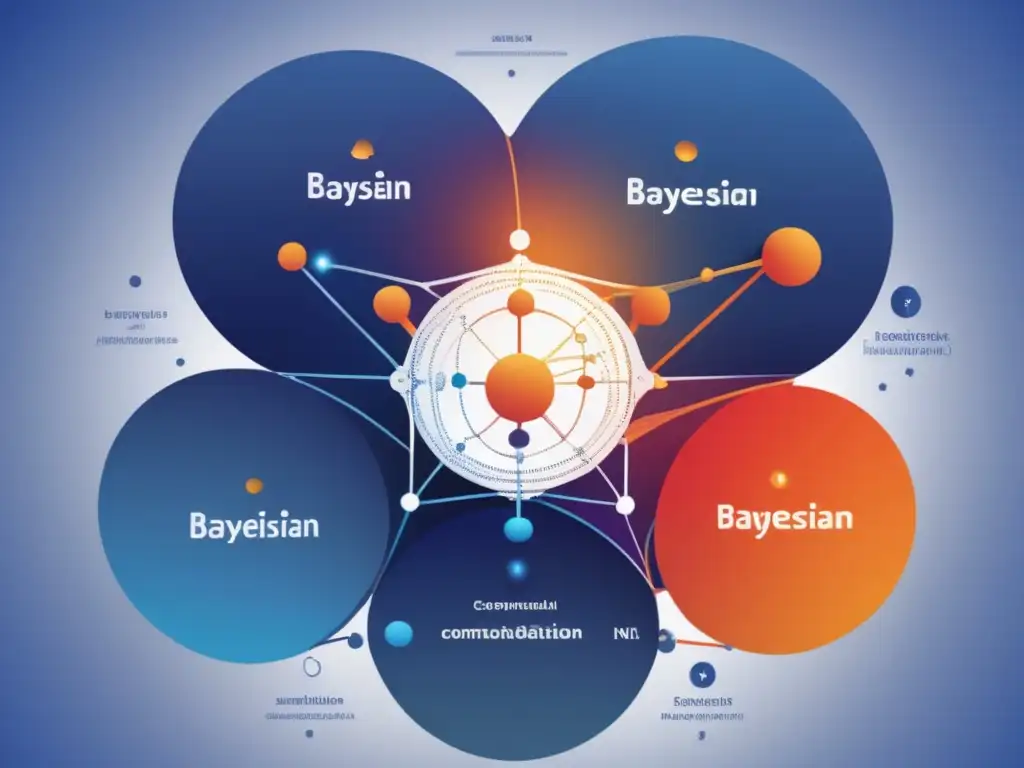 Una fascinante imagen muestra una representación abstracta y moderna de la Inferencia Bayesiana Estadística Probabilística