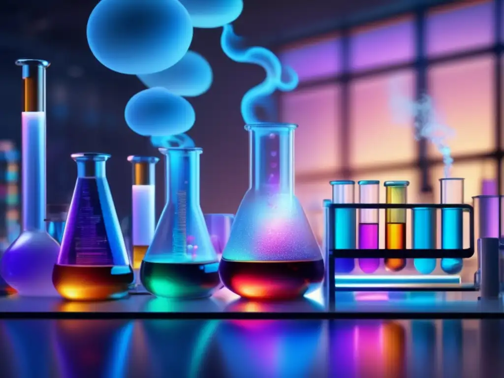 La esencia de las reacciones químicas inorgánicas: una imagen cautivadora de precisión científica y diseño contemporáneo Un fascinante laboratorio ultradetallado en 8K muestra reacciones químicas inorgánicas