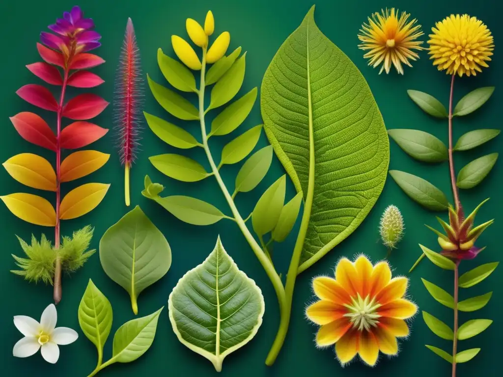 Un fascinante mosaico de plantas que muestra sus colores vibrantes y estructuras únicas