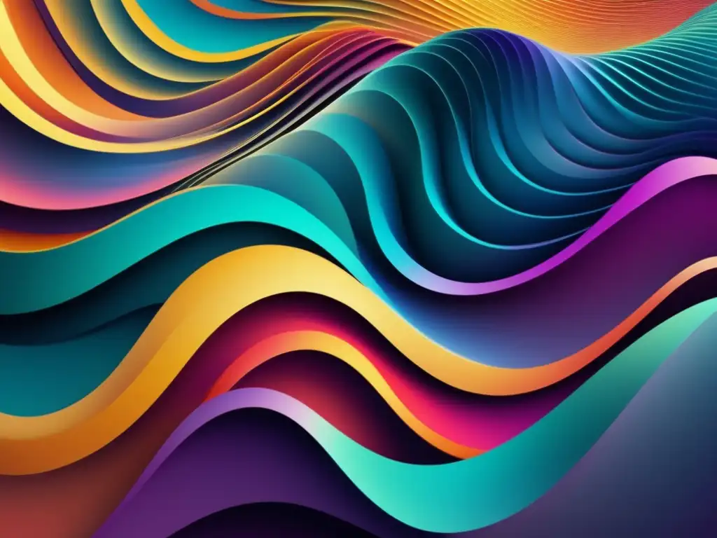 Un fascinante patrón de ondas superpuestas en colores vibrantes, evocando la complejidad de la Mecánica Cuántica explicada para principiantes