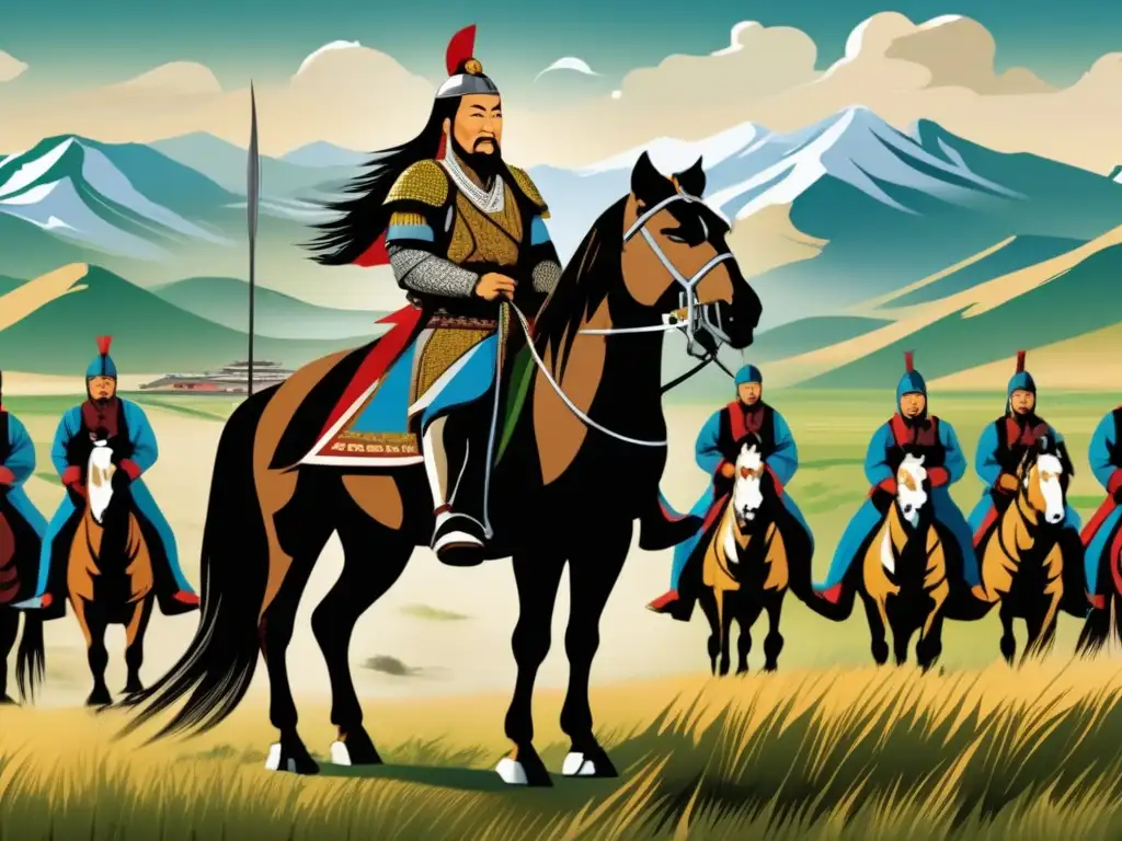 Genghis Khan y sus guerreros en la vasta tierra mongol