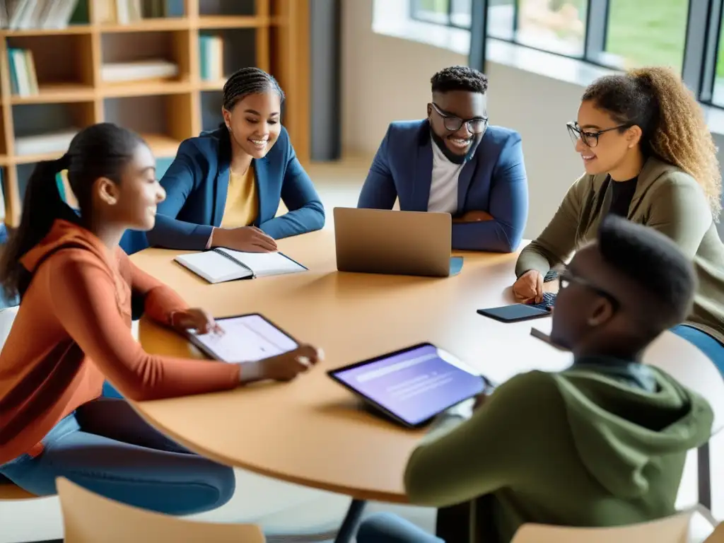 Un grupo diverso de estudiantes se reúne en una sesión de tutoría matemática especializada