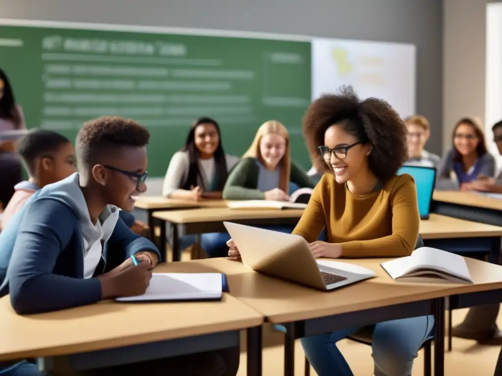 Un grupo diverso de estudiantes participa activamente en una tutoría especializada con técnicas de motivación