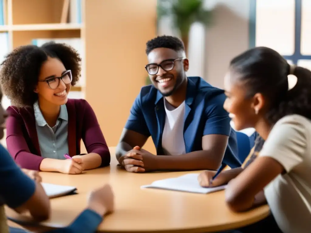 Un grupo diverso de estudiantes participa activamente en tutorías personalizadas para diversidad de aprendizaje