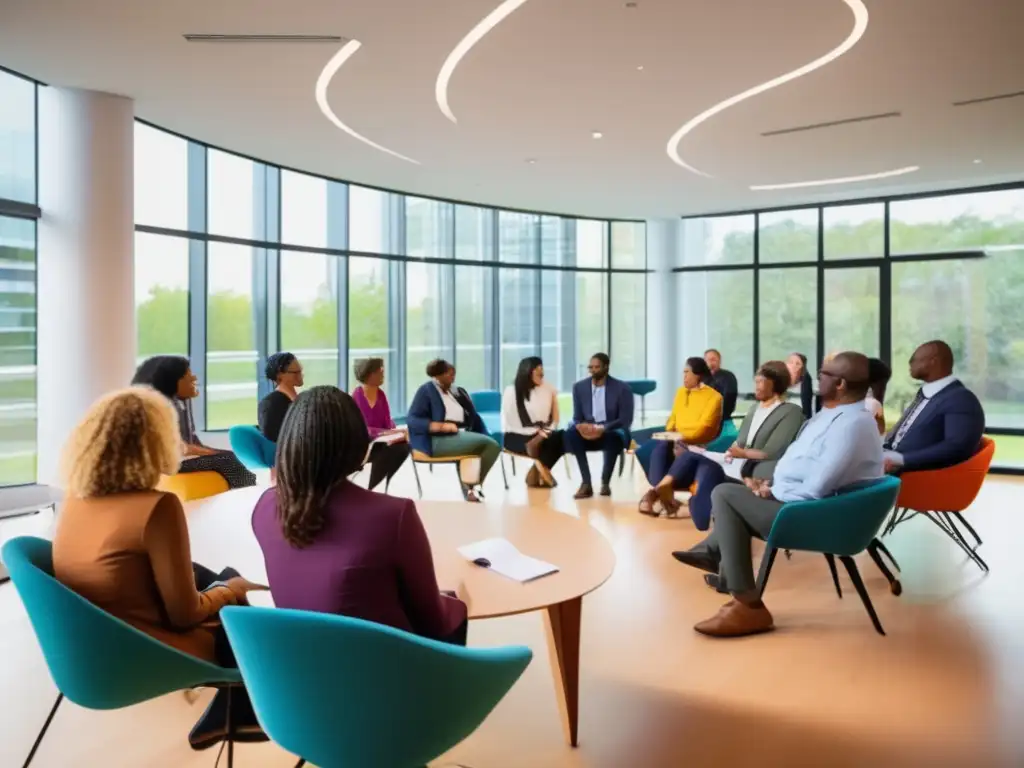 Un grupo diverso y vibrante de tutores participa en un taller de liderazgo