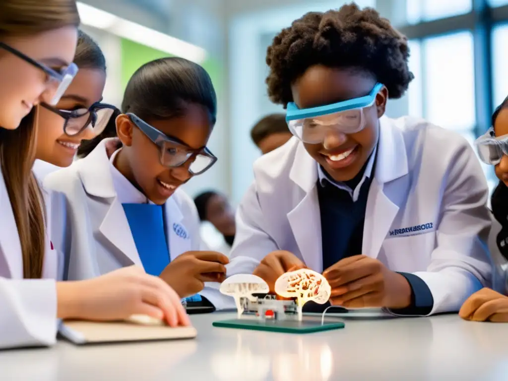 Un grupo de estudiantes se sumerge en una apasionante actividad de neurociencia en un aula moderna