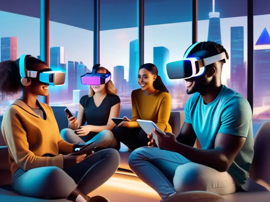 Un grupo de estudiantes diversos se sumerge en un emocionante aprendizaje de idiomas en línea