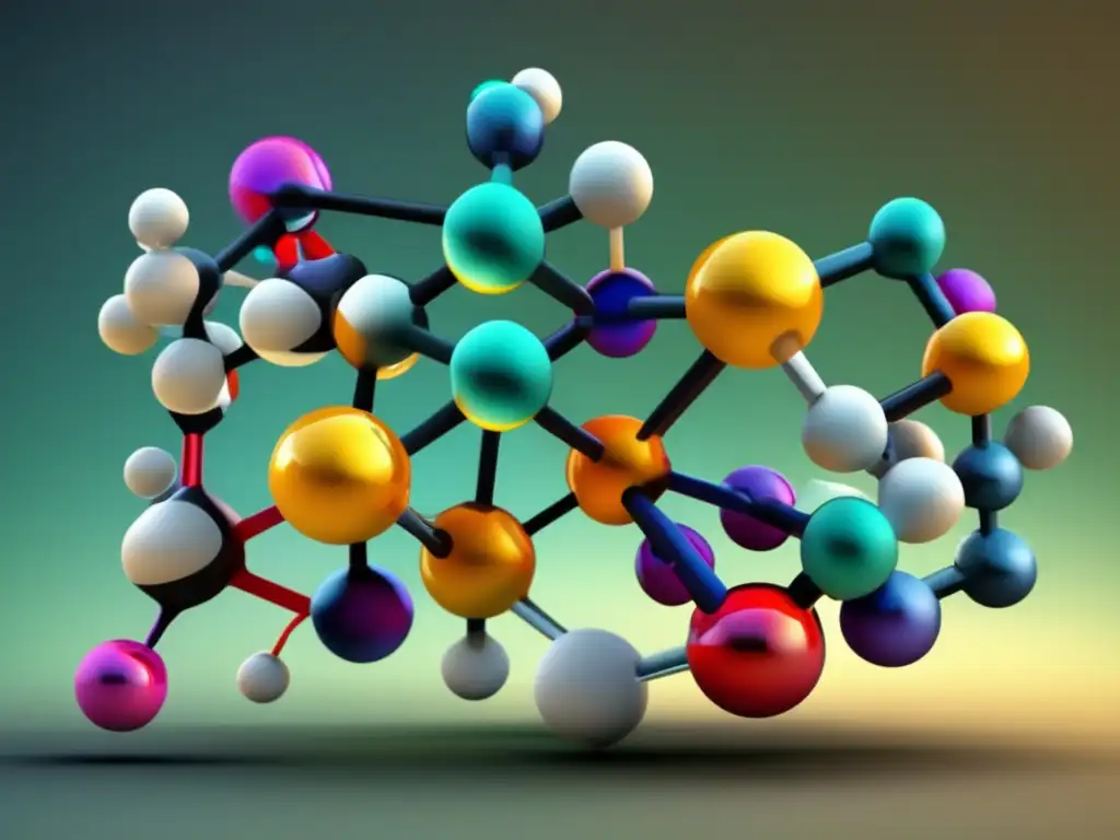 Una guía detallada de grupos funcionales orgánicos: una imagen vibrante y moderna que muestra una estructura molecular tridimensional