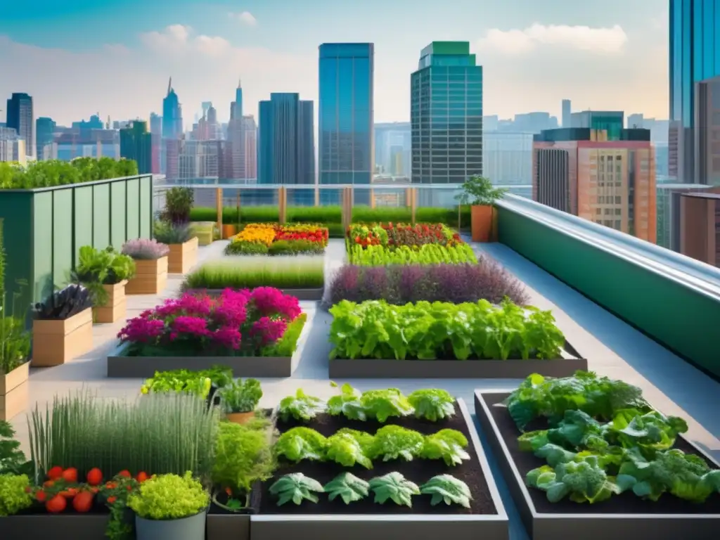 Un hermoso jardín en la azotea, integrando la naturaleza en la urbe