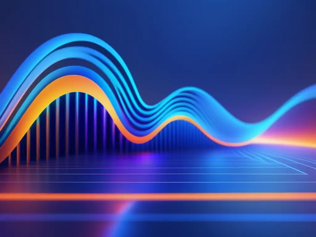 Un hipnotizante gráfico tridimensional flotando en un espacio digital futurista