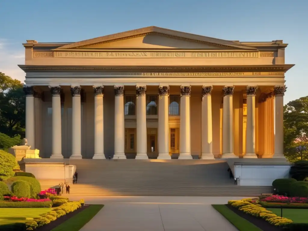 Durante la hora dorada, el imponente edificio de la Unión Panamericana en Washington, D