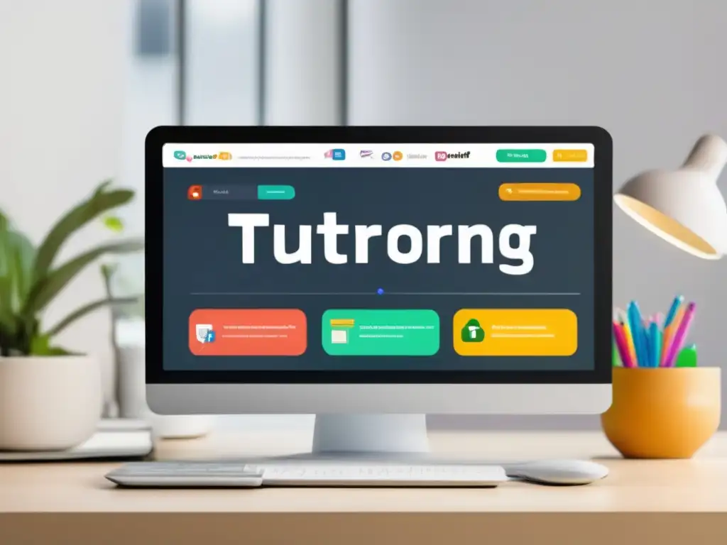 Plataforma de tutoría online: aprendizaje personalizado y eficiente Una imagen de alta resolución que muestra una plataforma moderna de tutorías online personalizadas